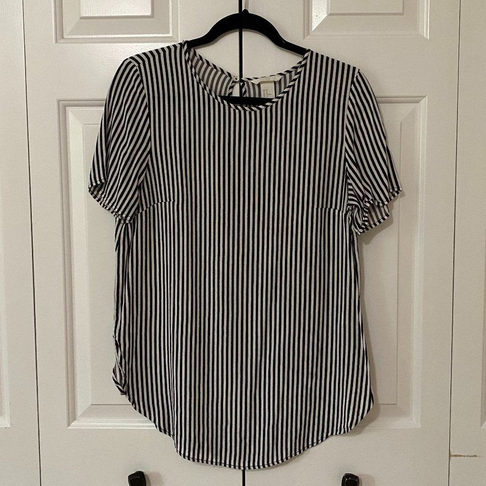 Striped Tunic Short Sleeve Blouse
